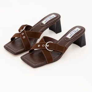 Shop Peche Brown Luna Heeled Sandals